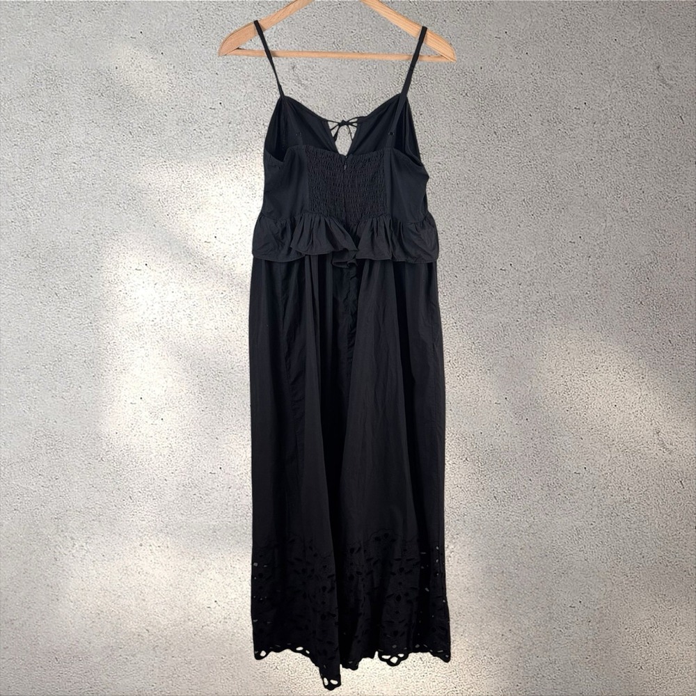 Caroline Constas Black Peplum Eyelet Maxi Midi Dress Sz M - Picture 4 of 5